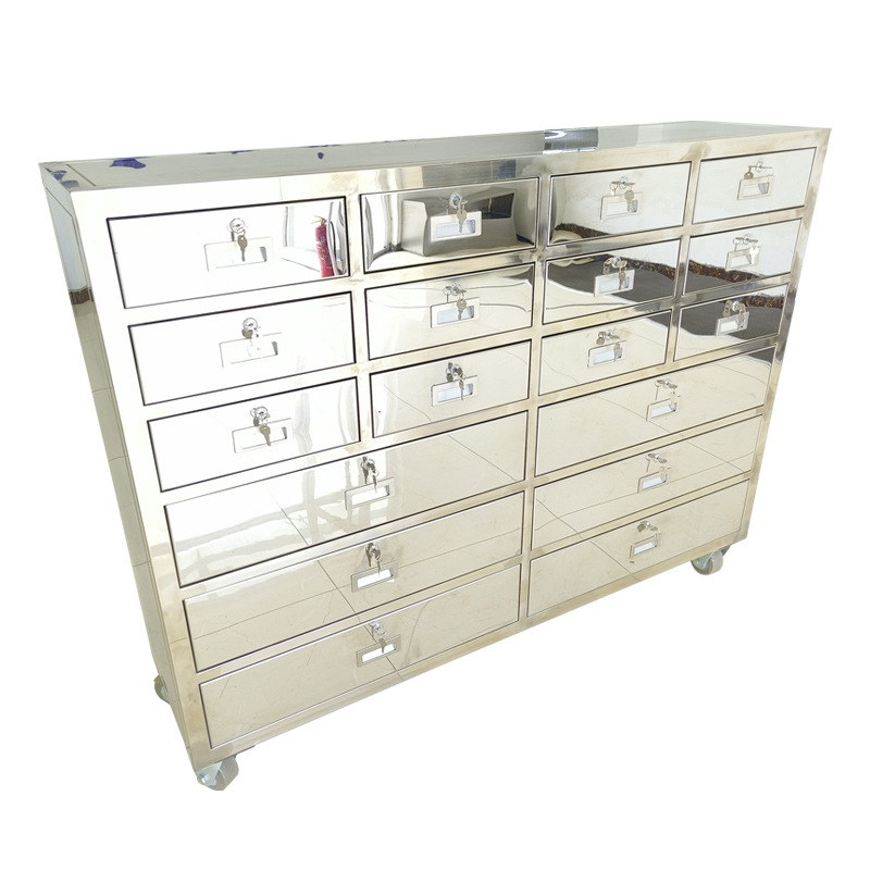 304 stainless steel drawer trolley, document trolley, mobile storage cabinet, document cabinet, multi-compartment lockable storage Item Picture