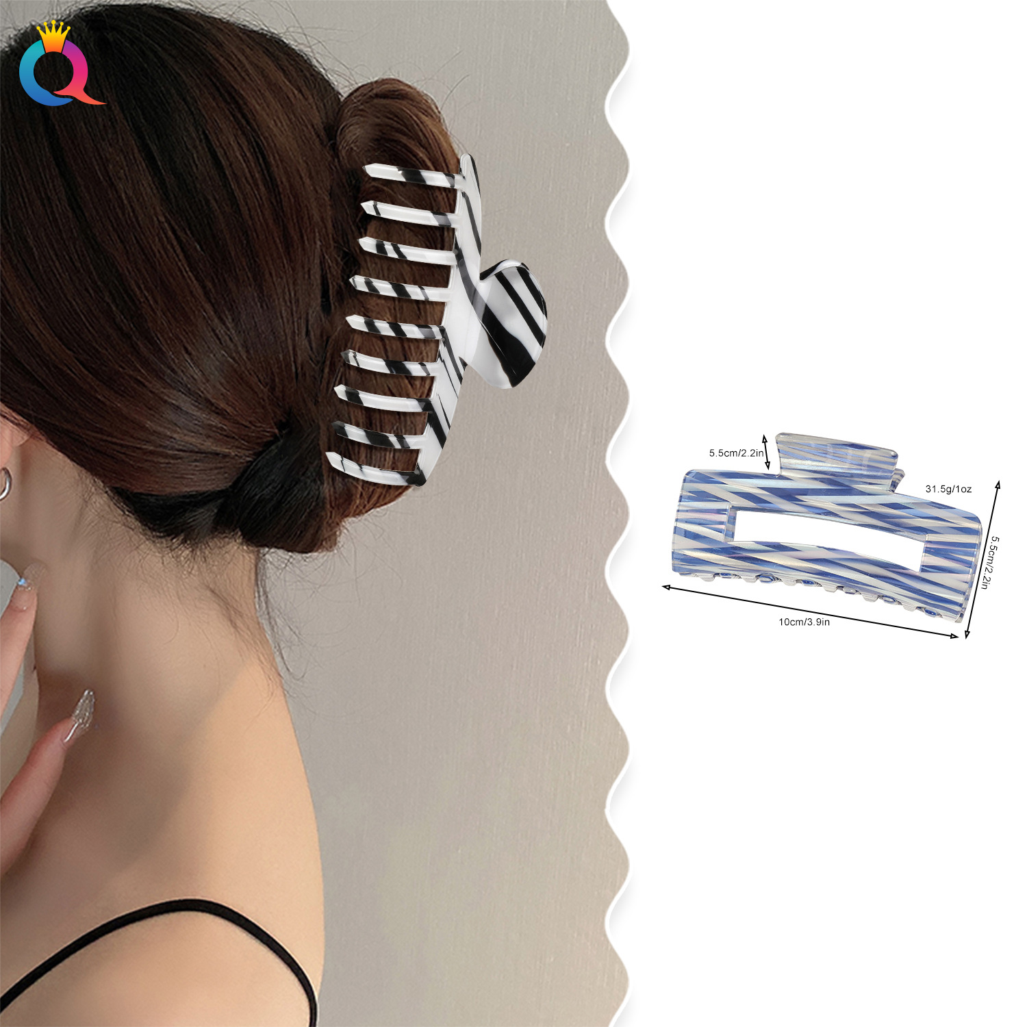 Qiyue Foreign Trade's special sale on the last digit: Simple shark clip, back head bun, hair grabber, acetic acid acrylic plastic hair grabber for women details Picture
