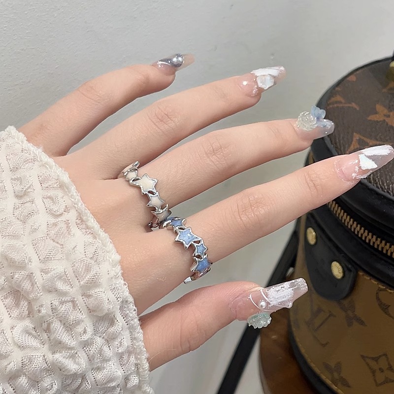 Dopamine, a niche Instagram cold style star ring, a versatile Korean open-mouth ring accessory for women, 2023 new style details Picture