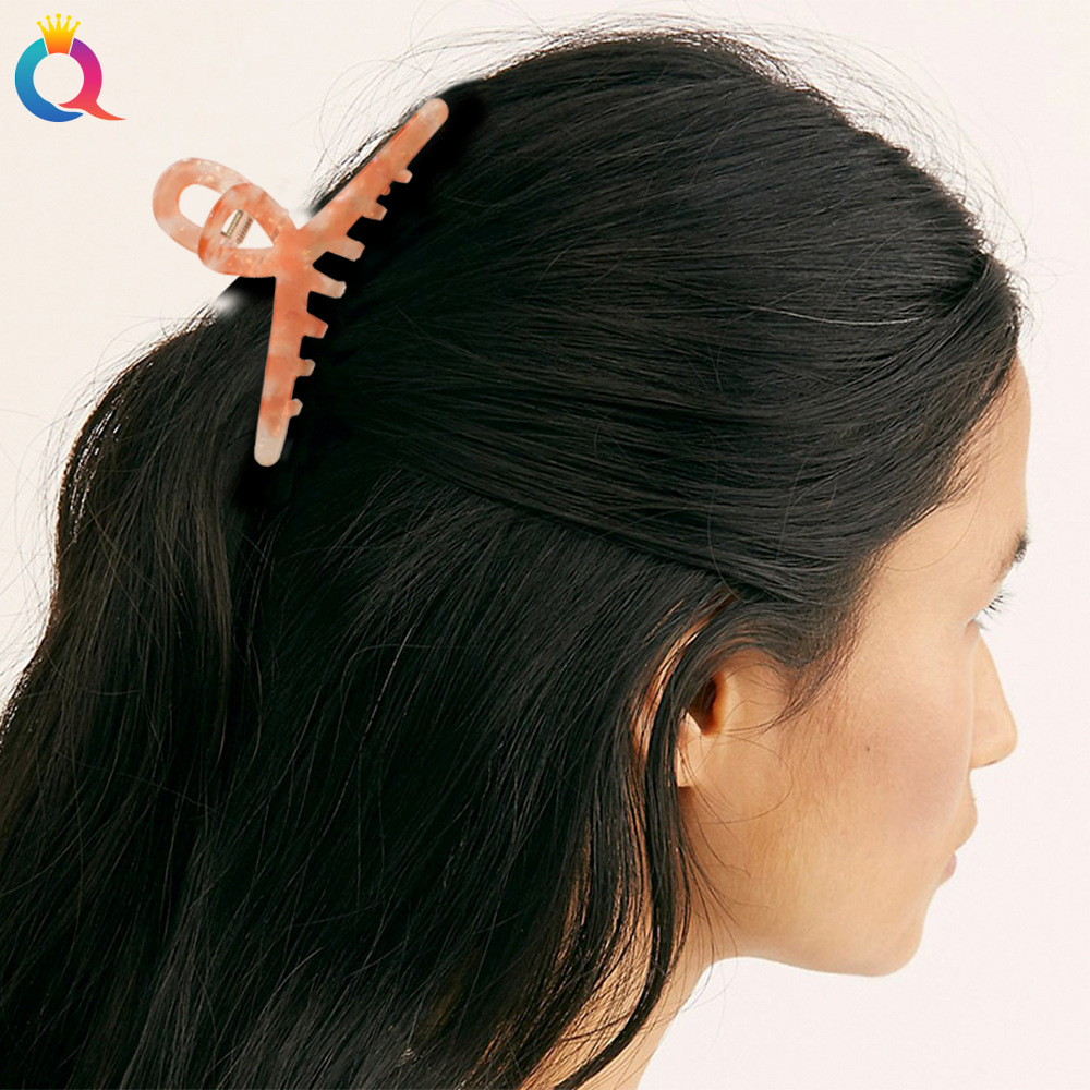 Qiyue Cross-border acetic Acid imitation hair clips, high-end style, hairpin, shark clip, semi-grip heating, wholesale accessories Specification drawing