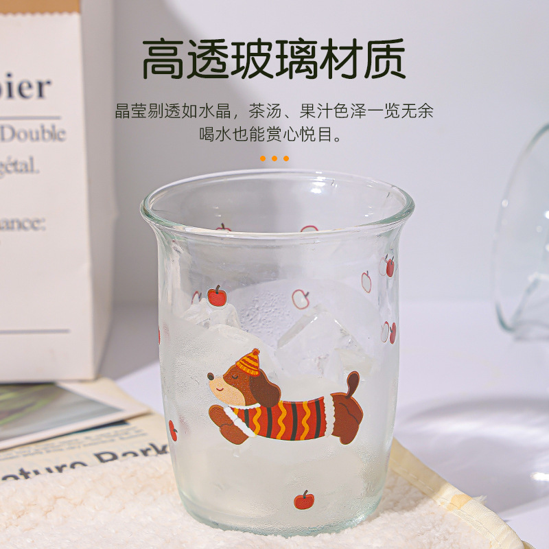 Niche design flip cup, simple glass cup, cold drink juice cup, iced Americano coffee, milk cup, fruit tea water cup details Picture