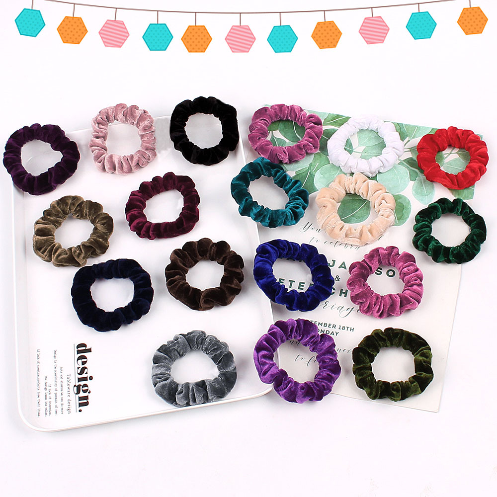 Qiyue Amazon Hair Band Manufacturer wholesals European and American fashionable velvet velvet large intestine hair bands and hair accessories D1 details Picture