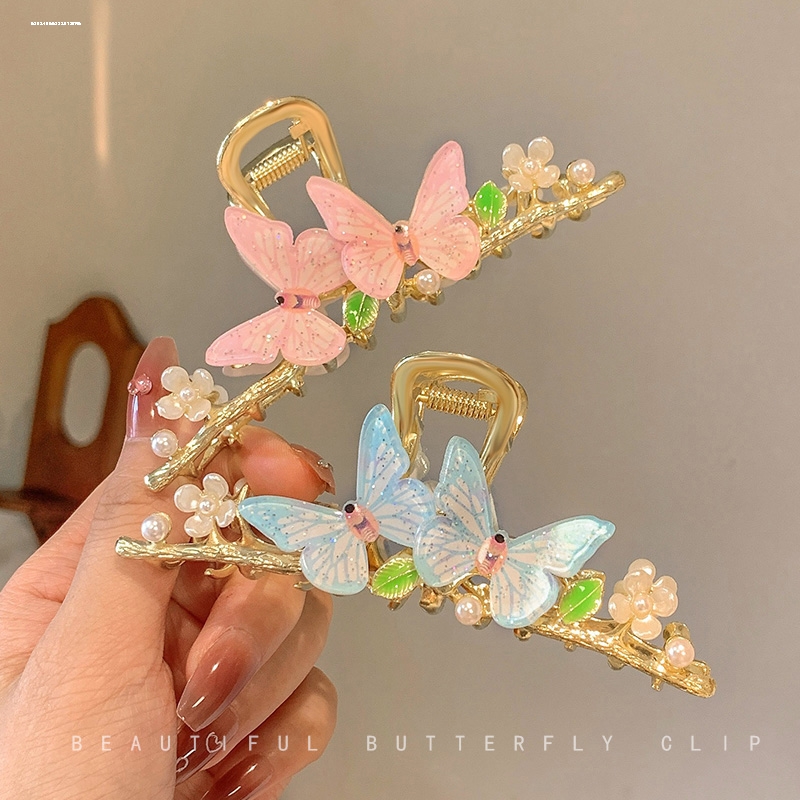 2023 Summer New Style updo hairpin New Women's Hairpin Large Summer high-end Elegant Sweet butterfly Shark clip full figure