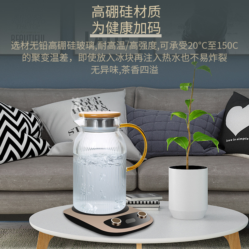 High borosilicate heat-resistant striped handle glass cup, household large-capacity cold boiled water cup, teapot set, cold water bottle details Picture