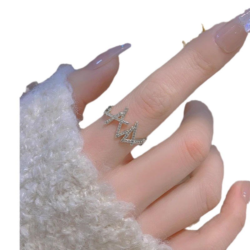 New design sense, light luxury zircon, Japanese and Korean style, versatile open ring, high-end, niche, ins simple index finger ring Item Picture