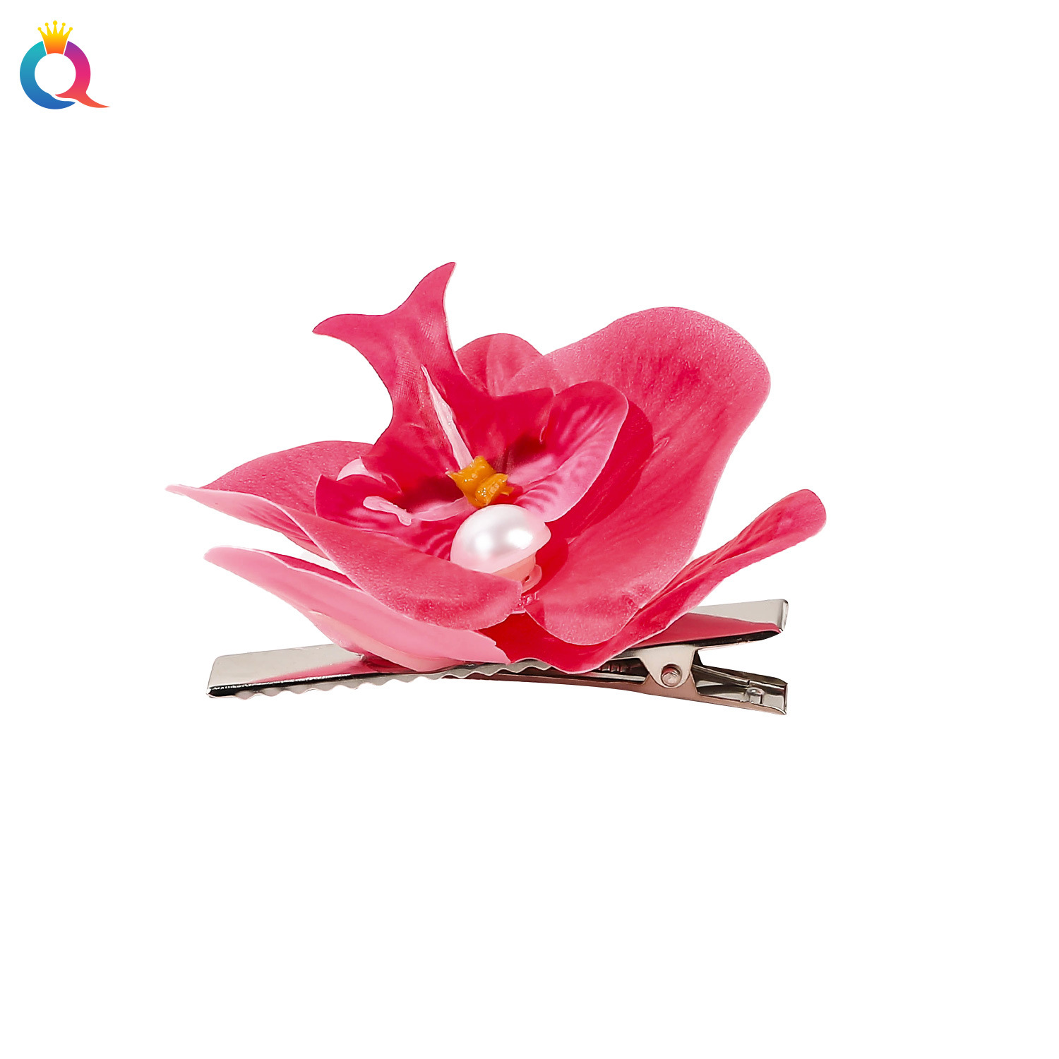 Qiyue Cross-border Spring and Summer flower Hair clips, realistic bangs clips, side clips for outings, Phalaenopsis duckbill hair accessories wholesale Item Picture