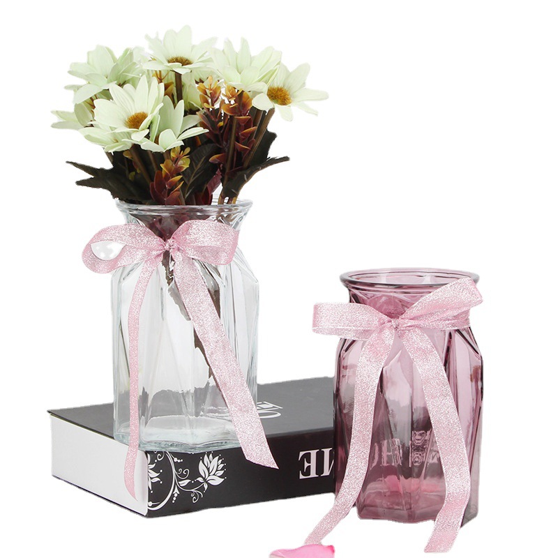 Wholesale glass vases, transparent colored flower arrangements, living room table decorations, hydroponic dried flower vases, creative, modern and simple Item Picture