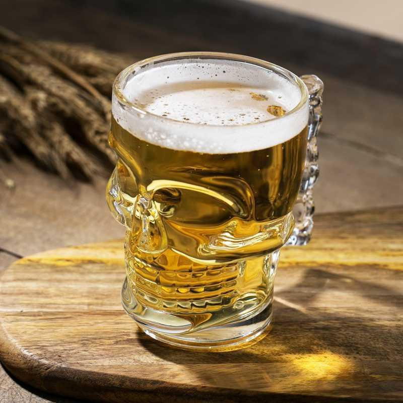 Wholesale of green Apple creative skull cups, beer mugs, draft beer cups, juice cups, water cups and glass cups with logo printing full figure
