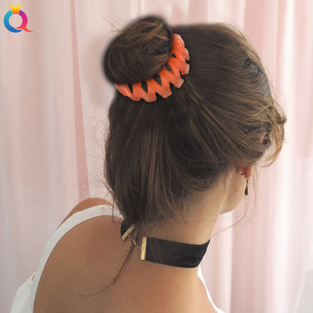 Qiyue Korean version Versatile colorful Bird's Nest hair Bun, back of the head tied in a ponytail bun, telescopic hair bun, hair clip and hair accessory Specification drawing