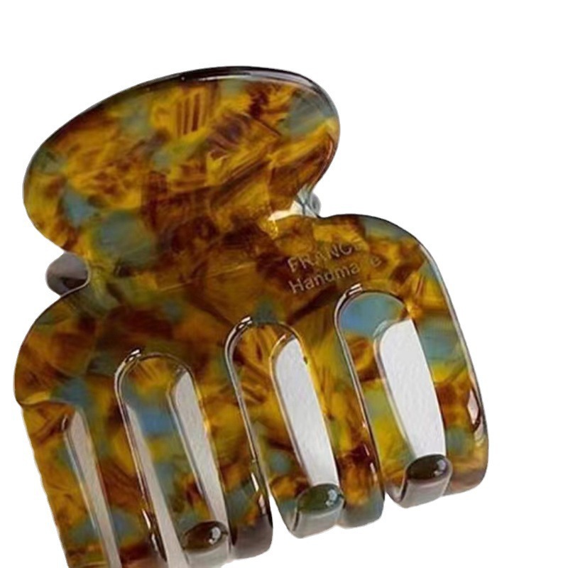 Small acetate scratch-clip women's hair accessory, summer high-end, exquisite ponytail hair clip, retro acetate shark clip hair clip Item Picture