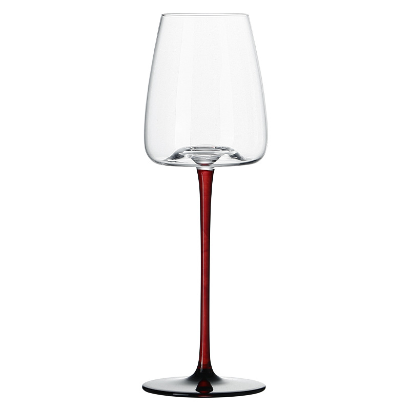 Light luxury high-end Burgundy red wine glass, red upright black bottom concave bottom wine glass, Bordeaux champagne glass, grape tall stem wine glass Item Picture
