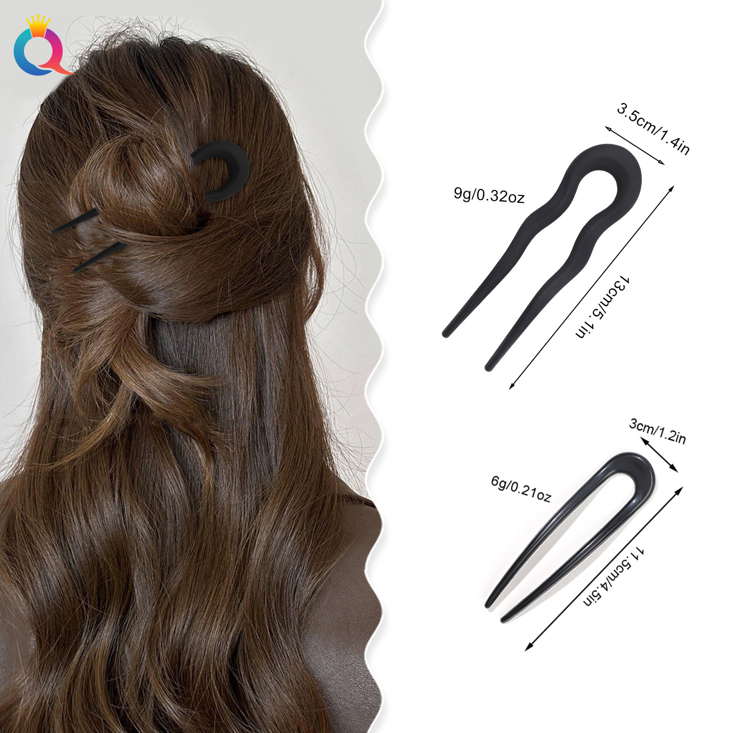 Qiyue Cross-border Wave U-shaped matte Hairpin, a perfect tool for women's updo hair at the back of their heads, ancient-style hairpin and hair accessory wholesale details Picture