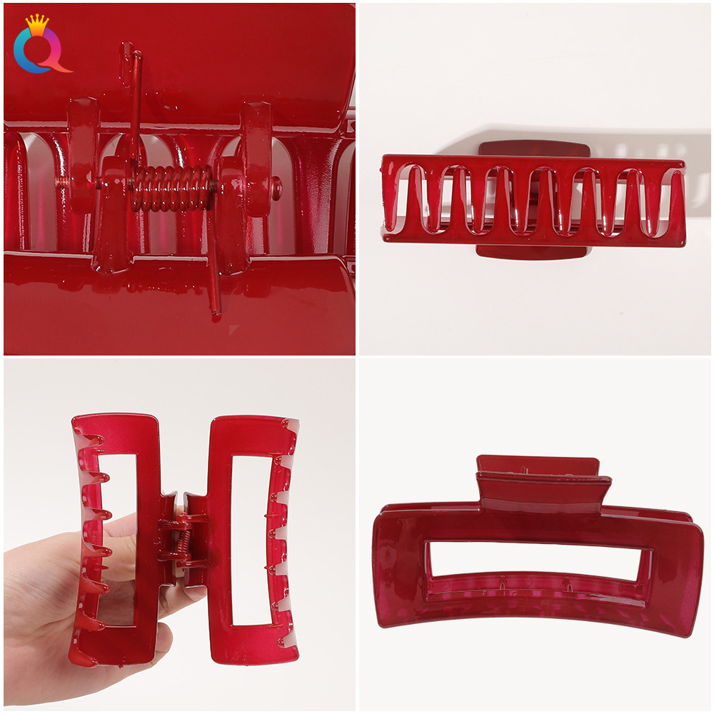 Qiyue New Year Red Hair clip, high-end style, women's back head updo, shark clip, headwear and hair accessories wholesale Specification drawing