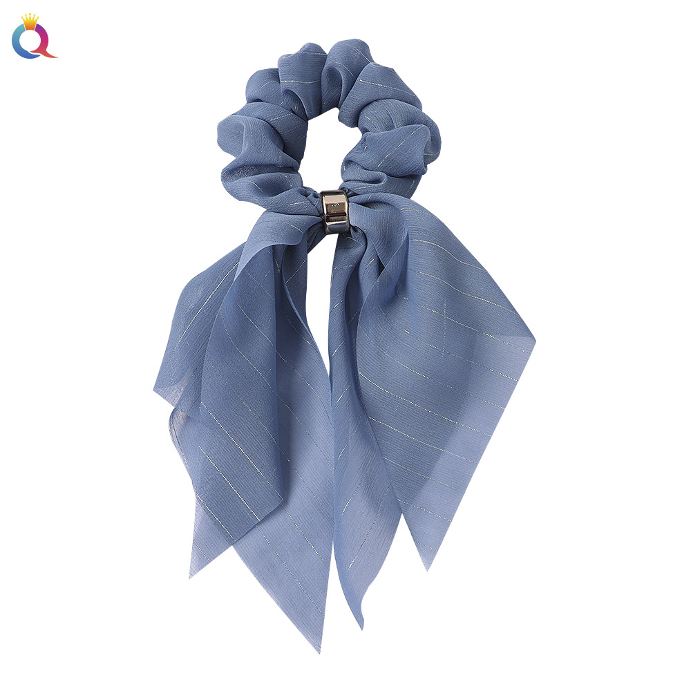 Qiyue Cross-border Ribbon Hair Band New double-layer bow large Intestine circle, women's lace ponytail fabric circle hair accessory Item Picture