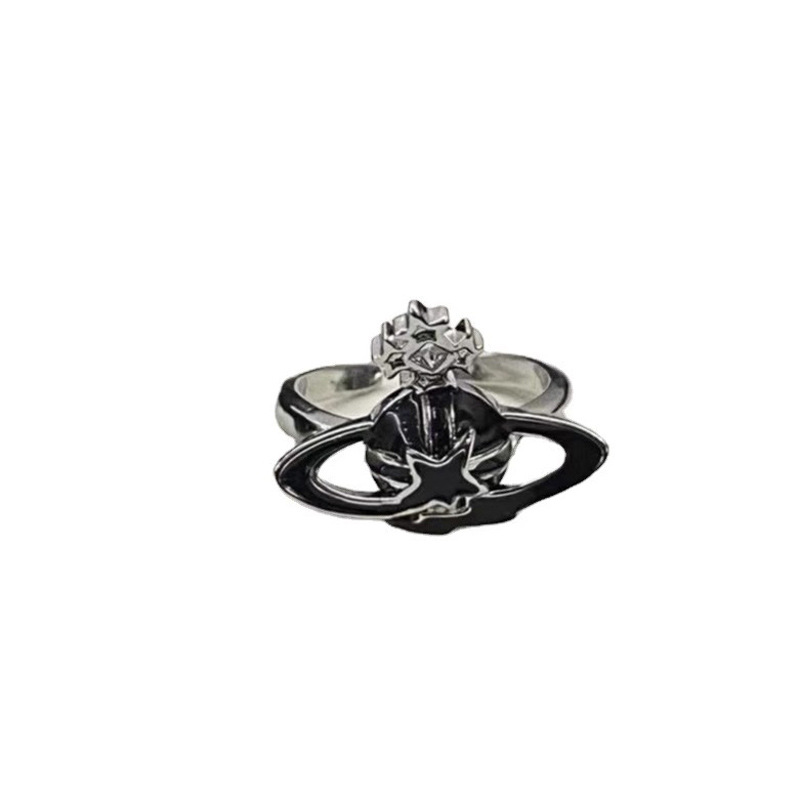 A spicy and cool style Western empress Earth star surrounding oil-dripping ring stud, a niche Instagram-style open-mouth ring for women Item Picture