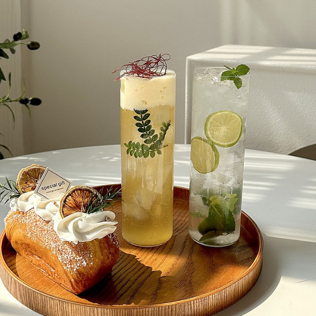 Straight Colleen cup, heat-resistant glass cup, popular dining room long drinking cup, cocktail cup, juice cup, extended water cup Specification drawing
