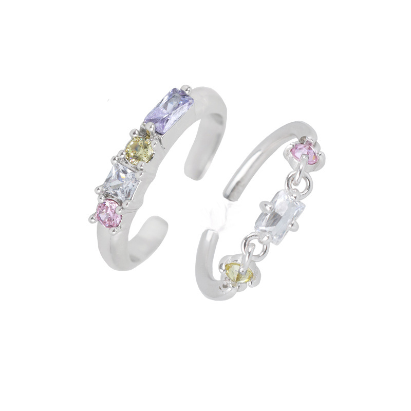 Candy-colored diamond zircon simple open ring for women on Instagram, cold style, niche personality, trendy and cool food ring full figure