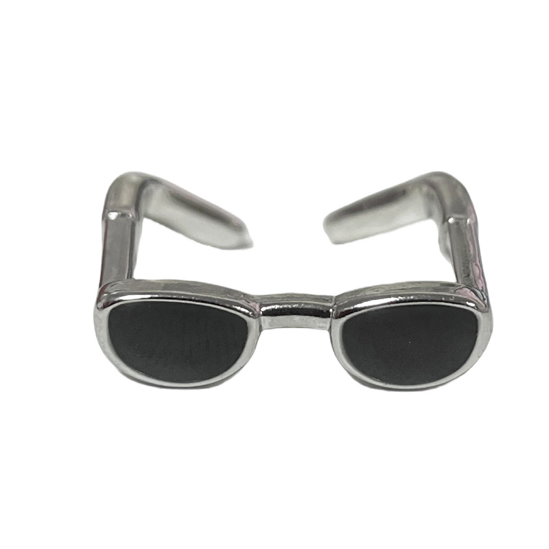 Retro sunglasses ring, sweet and cool pink diamond glasses, couple rings, unique personality, ins niche design sense accessories Item Picture