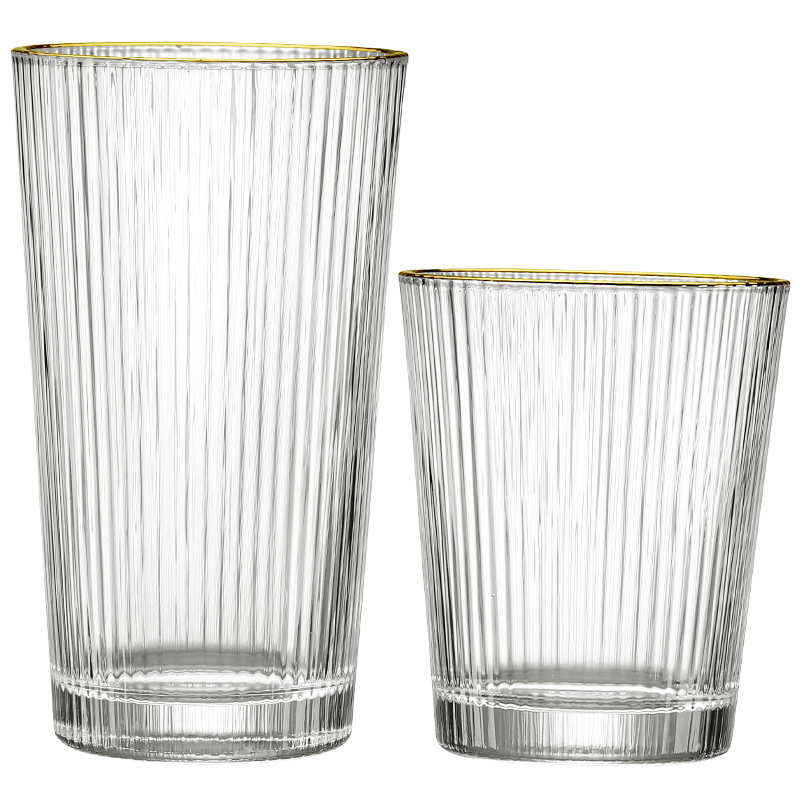 Guangdong Jiabao glass cup, popular coffee cup, simple Japanese vertical striped water cup, fresh and cute for women Item Picture