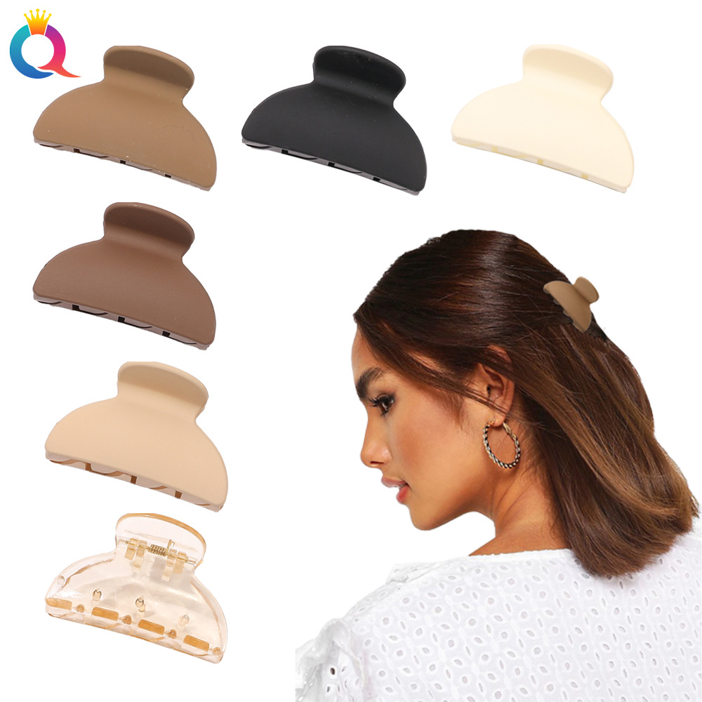 Wholesale of Qiyue Amazon cross-border frosted hair clips, small semi-circular hair clips, simple shark clips and hair accessories full figure