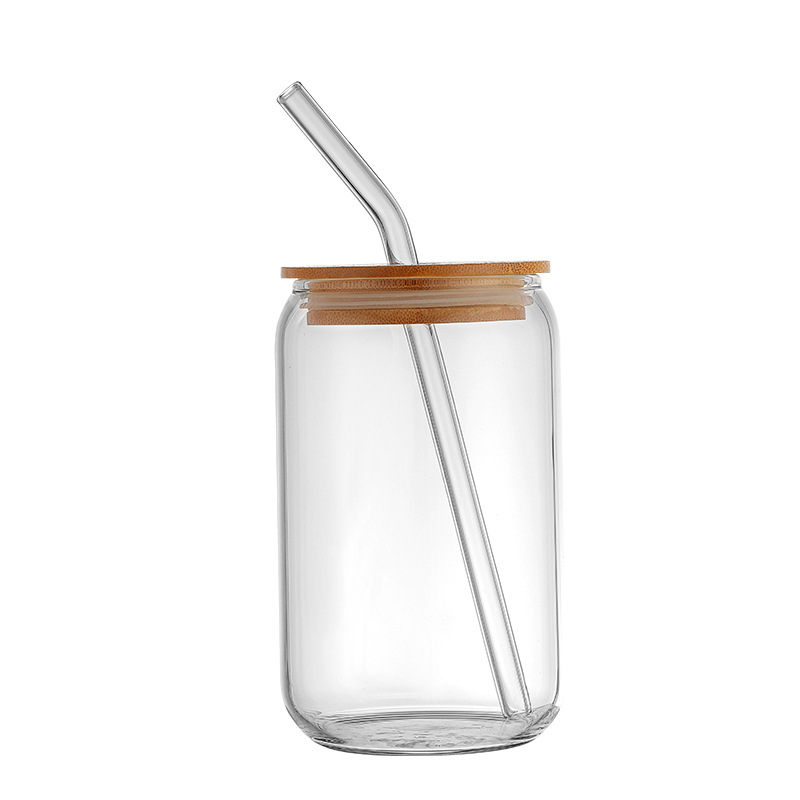 Wholesale glass straw cups, covered glass cups, ins high borosilicate heat-resistant cold drink cola cups, microwave-safe cups Item Picture