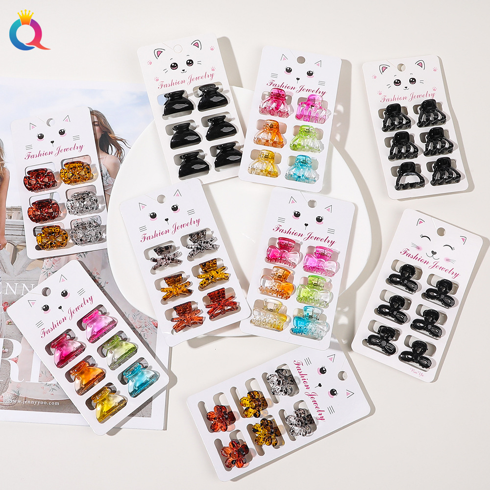 Qiyue Mini Hair Clips for Girls, Japanese and Korean mini small size, simple and versatile, colorful black hair clips and bangs clips full figure