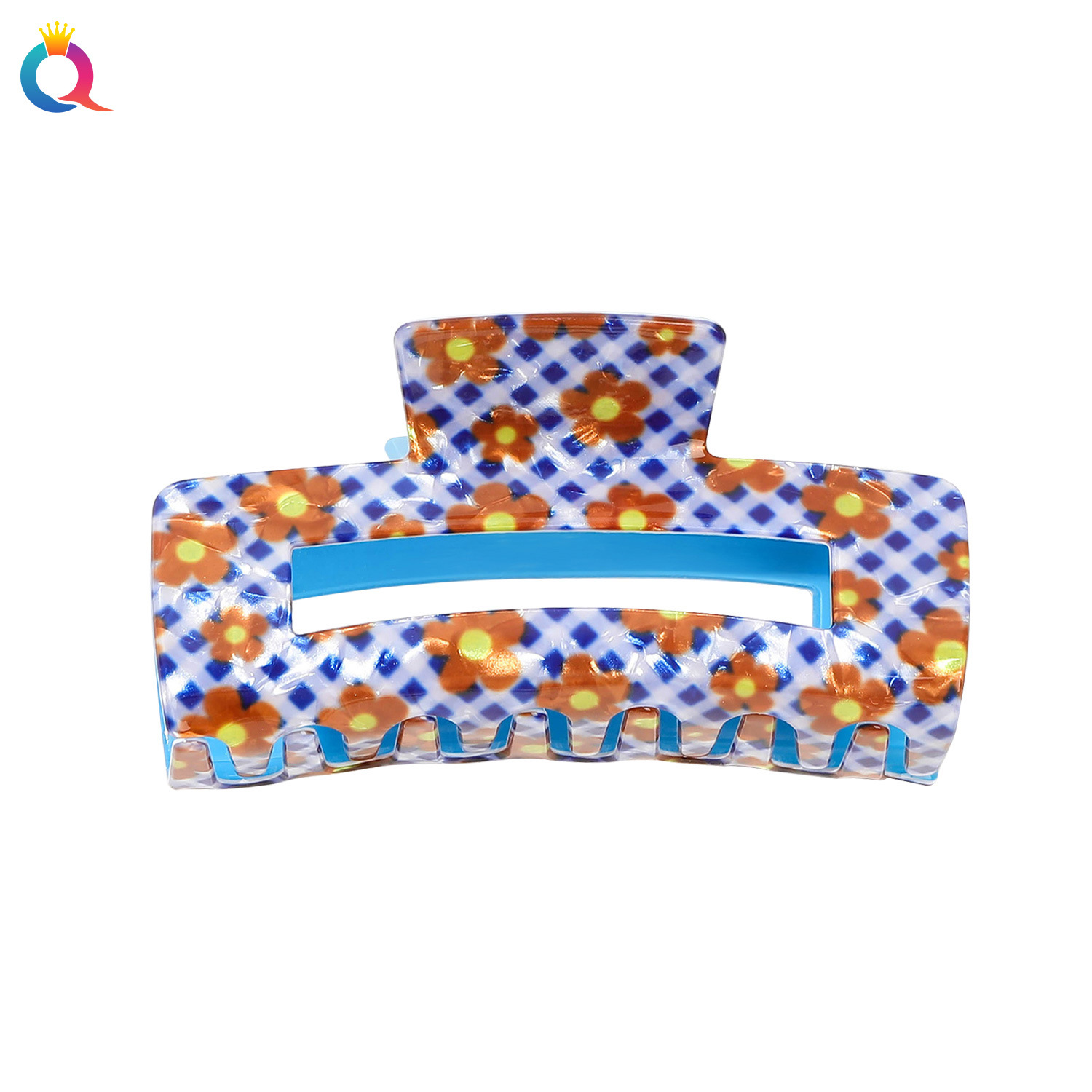 Wholesale of Qiyue printed PVC hair clips, acrylic grab clips, cute little flower bouquets, shark clips, hair clips and hair accessories Item Picture