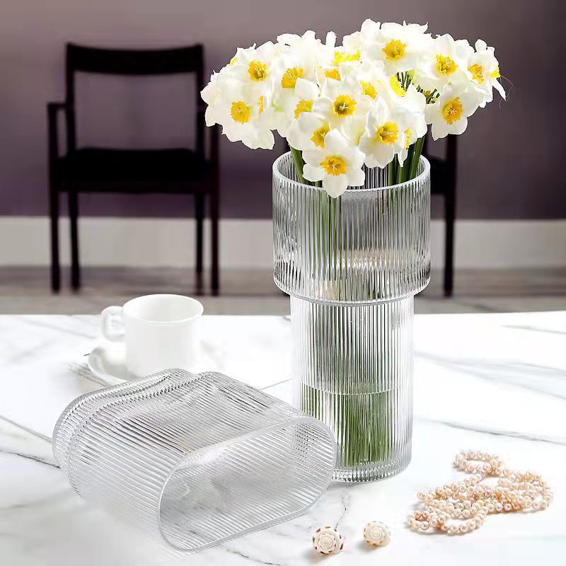Wholesale of Nordic creative, simple and transparent glass vases, hydroponic flower arrangements, short and wide-mouthed living room decorative items Specification drawing