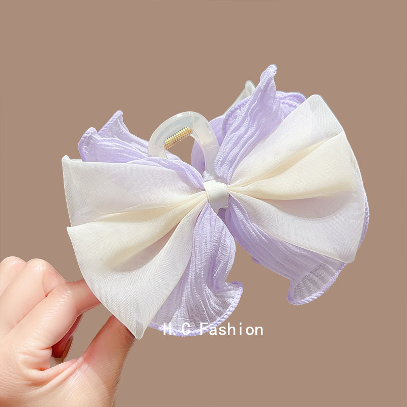 French-style bow, large hair clip, high-end female feel, back head updo, grappling clip, fresh and cute shark clip hair accessory full figure