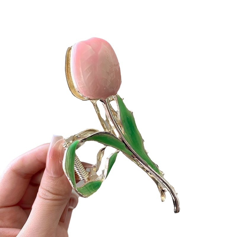 Sweet and gentle tulip flower grappling clip, high-end style, large female head clip, super fairy-like, internet-famous hair clip Item Picture