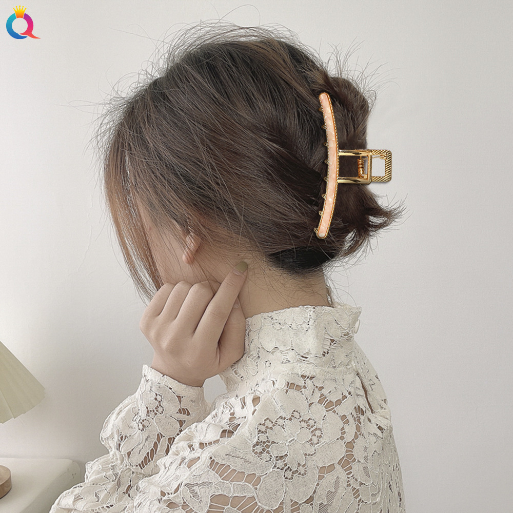 Qiyue Korean-style acetate board hair clip, alloy large grab clip headwear, women's high-end shark clip, back head plate hair clip details Picture
