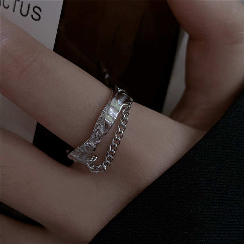 Chain ring, a trendy, individualistic, and luxurious open ring for women on Instagram, with a cold style, sweet and cool, and a niche high-end index finger ring Specification drawing