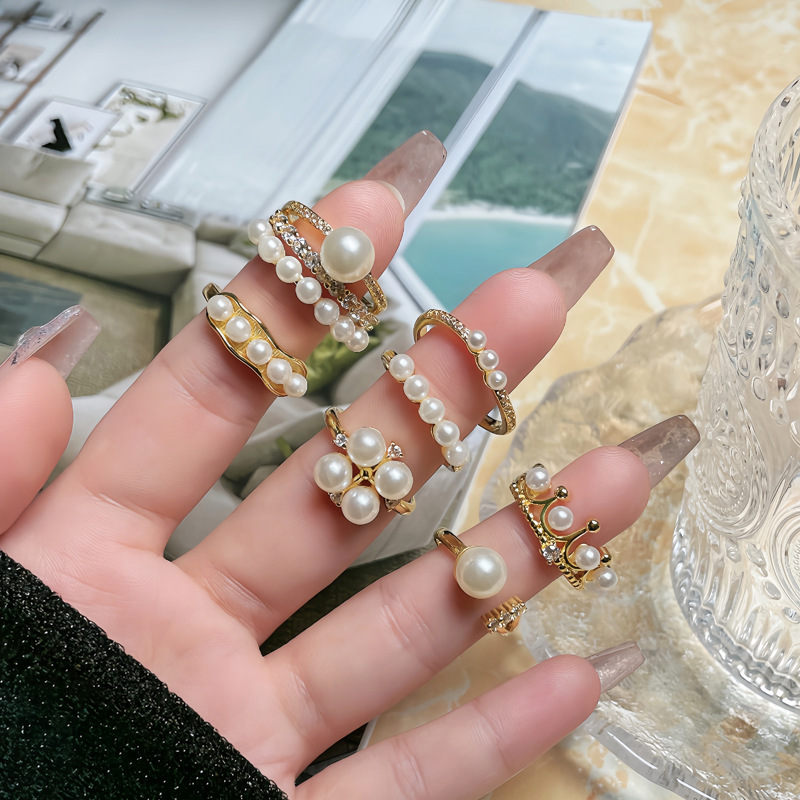 Retro pearl-inlaid open-top ring for women, new Chinese-style imperial style, niche and cold style, light luxury, sweet and cool ring details Picture