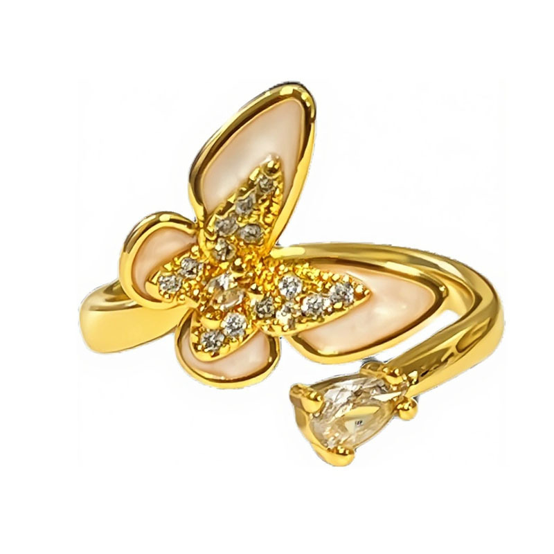 A retro mixed and layered, slightly inlaid, fashionable and elegant ring with a niche design sense for women, a light luxury butterfly, and a cold style ring trend Item Picture