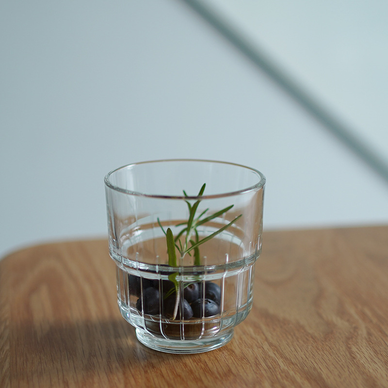 American latte coffee cup, retro striped stackable glass cup, beverage juice beer mug, milk tea brewing cup Application Scenario