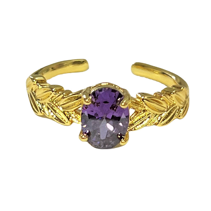 A mid-style light luxury French retro Nine Purple Flame Bauhinia flower ring with a unique design sense for women, a brushed sweet and cool ring Item Picture