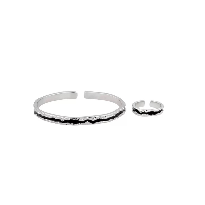 Dark style niche design sense irregular crack drip glaze bracelet, ins simple and high-end style bracelet ring for men and women Item Picture