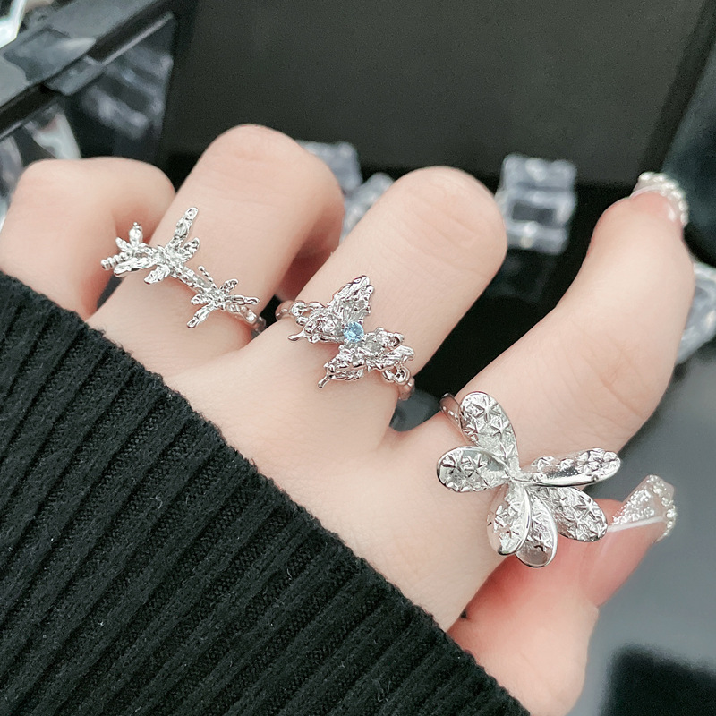 This niche design features an irregular butterfly star plain ring texture and a fashionable open ring. It's a simple, versatile and personalized ring for women full figure