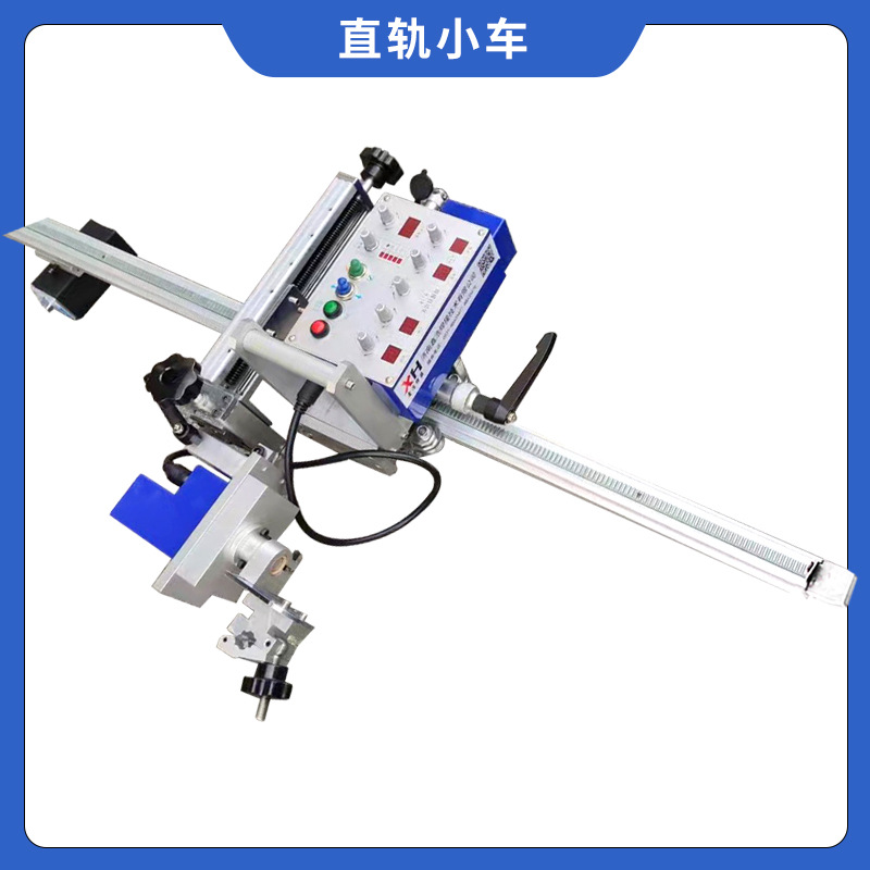 The automatic welding trolley features argon arc welding, straight and horizontal welding, corner welding, vertical welding, magnetic guide rails, and swing welding undefined
