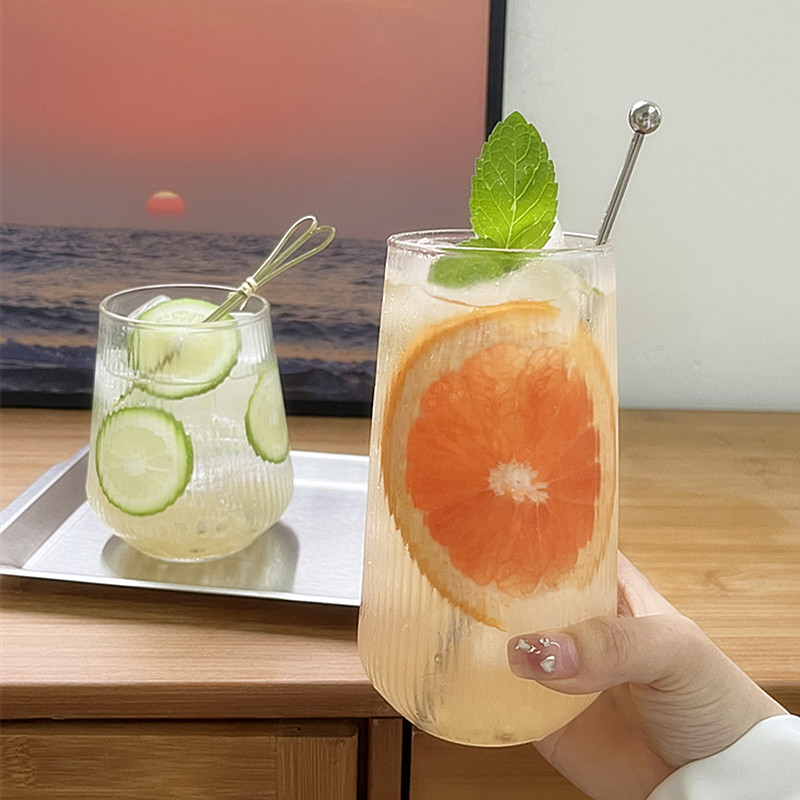 High-appearance-level glass drinking cups, fruit tea cups, ins-style household summer cold drinks, juice drink cups, coffee cups Application Scenario