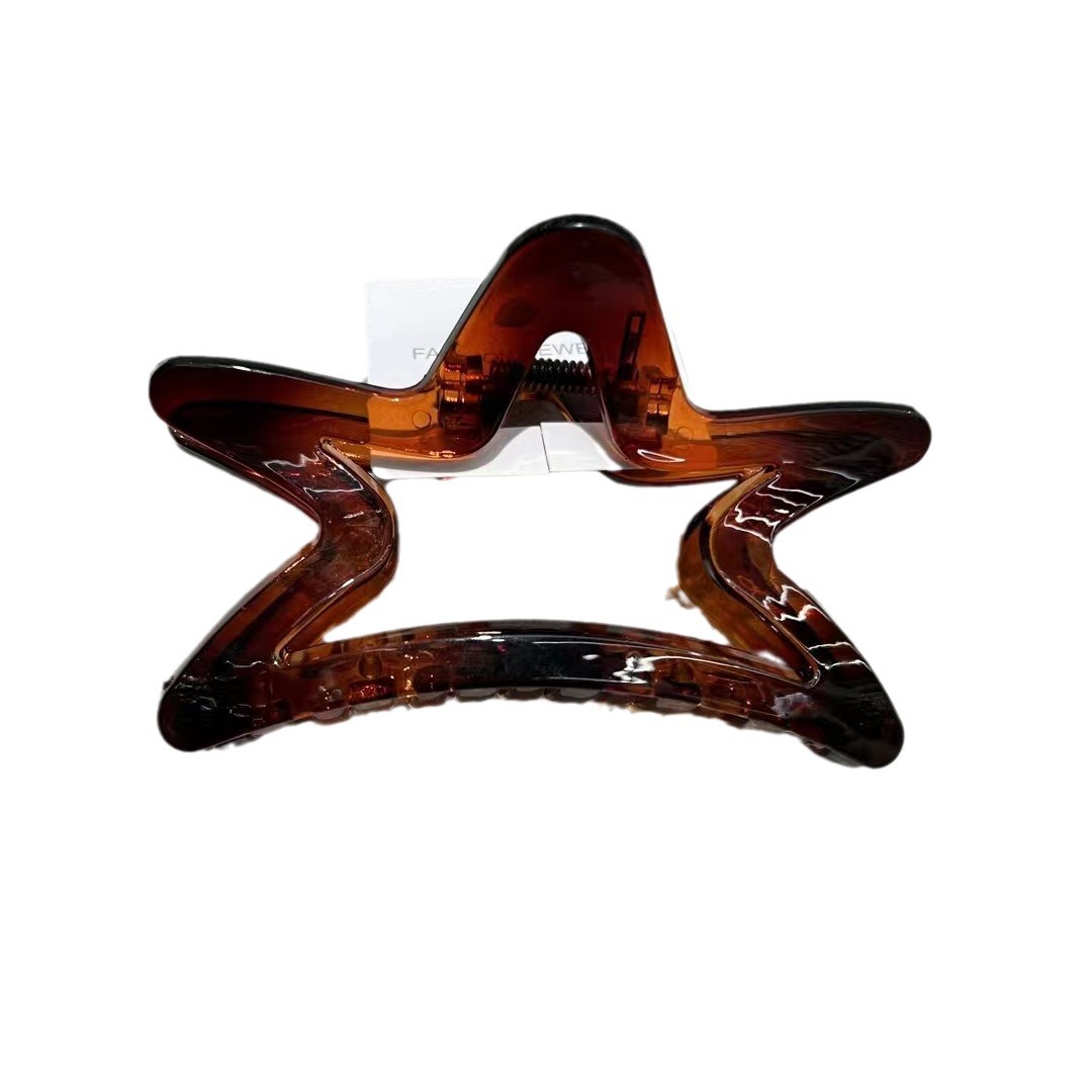 Matte tortoiseshell black five-pointed star hair clip, retro spring and summer updo hair clip, shark clip, large hair clip, high-end feel Item Picture