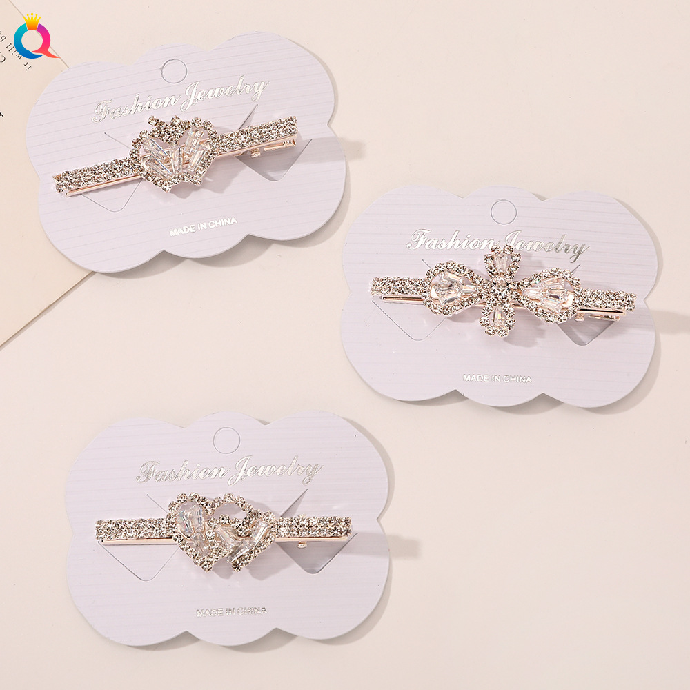 The Qiyue y2k hair clip features a Korean-style water diamond clip, a light luxury heart-shaped bangs clip, and a feminine and high-end look Application Scenario