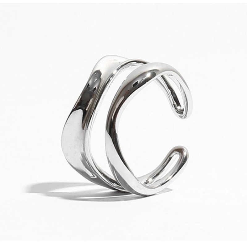 The double-layer irregular wave pattern open ring of the same style as the fashion blogger, a simple and individual cold style index finger ring trend for women Application Scenario