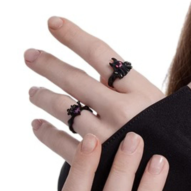 Dark, trendy, niche design, high-end, light luxury open ring, sweet, cool and unique Halloween ghost ring for women details Picture