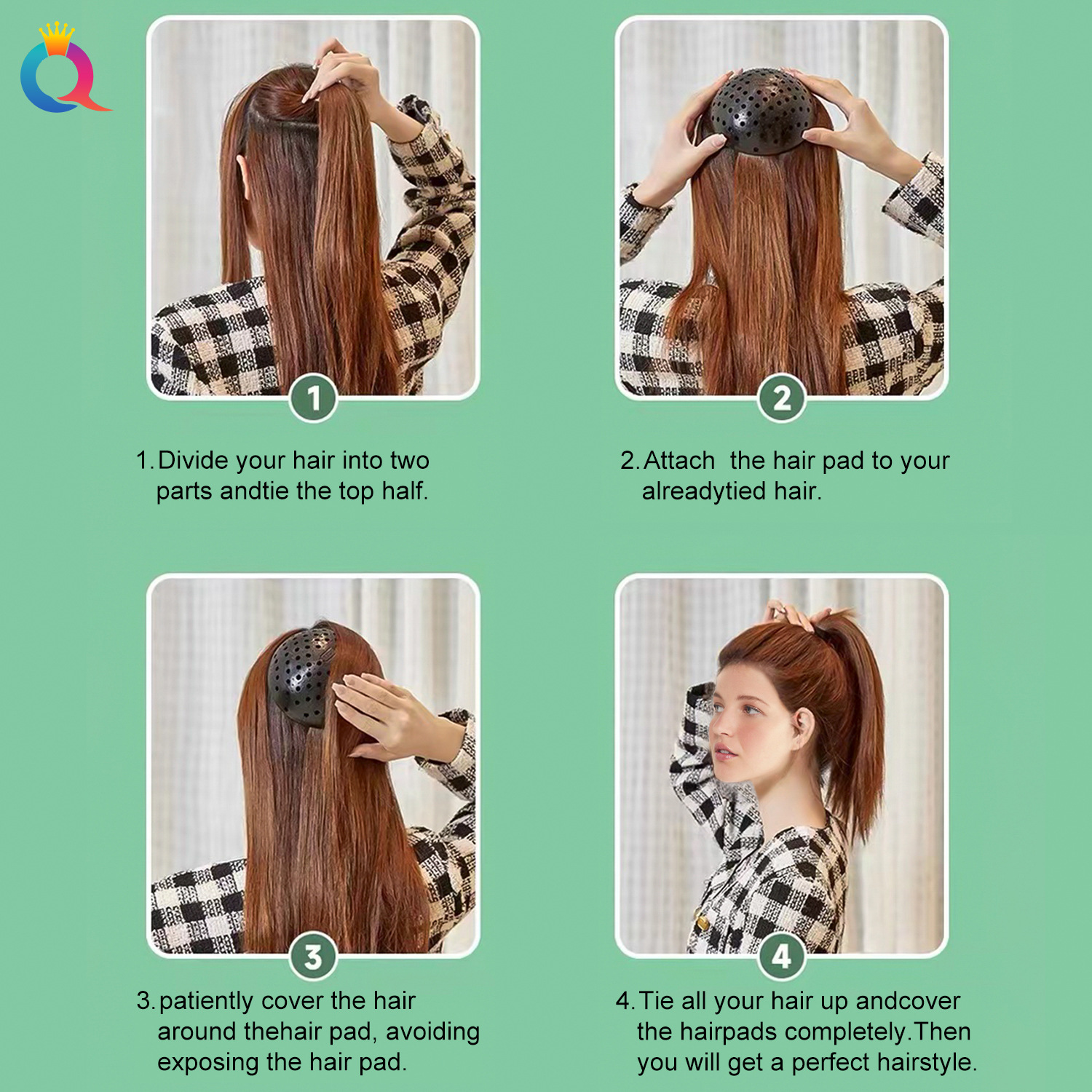 Qiyue Cross-border Pomelo Peel High Skull Top Magic Tool Hair Fluffy Hair Pad, Women Invisible Hair Pad, Hair Accessory Wholesale Specification drawing