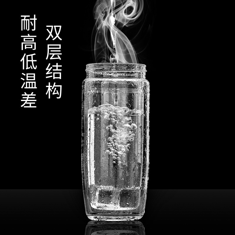 Double-layer thickened glass cup, high-temperature resistant, portable household tea and water separation cup, personal water cup, goose egg cup Application Scenario