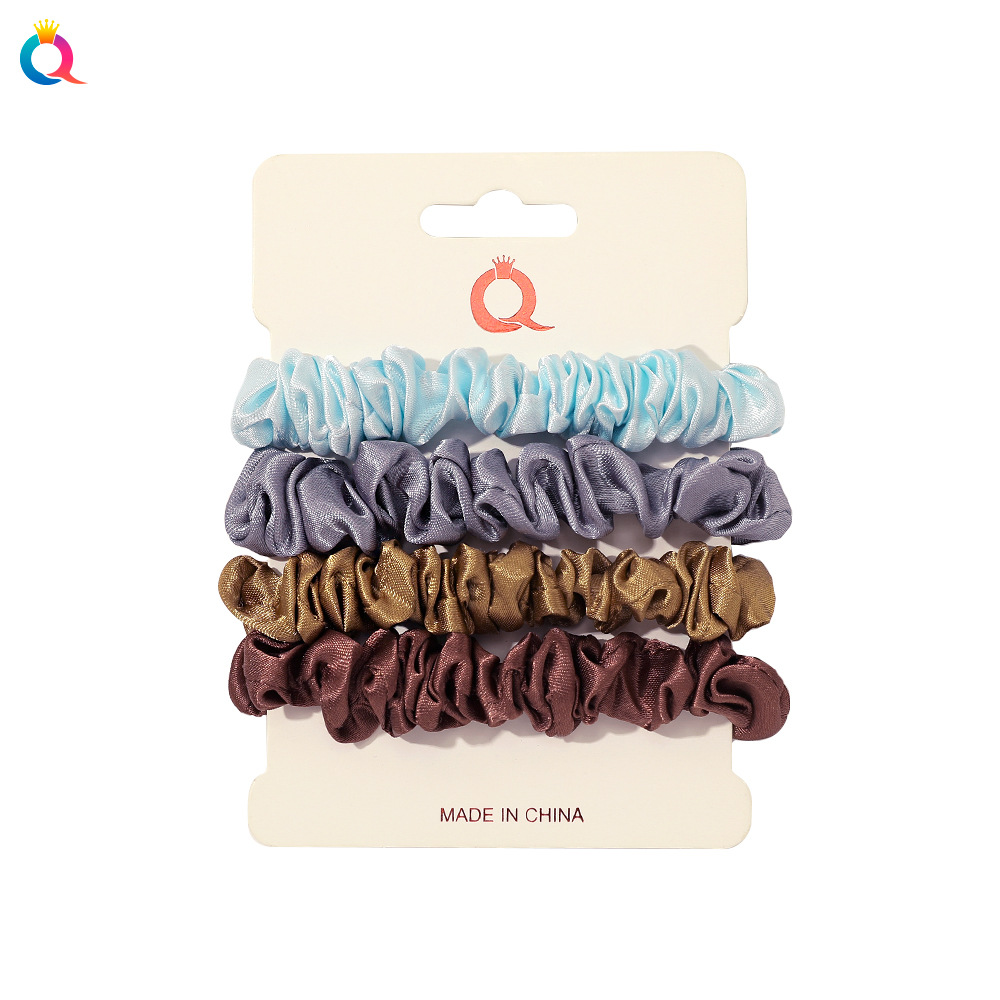 Qiyue Large Intestine Hair Tie Satin Thin Hair Tie Set, a popular girl's simple ponytail leather case and bun hair tie Item Picture