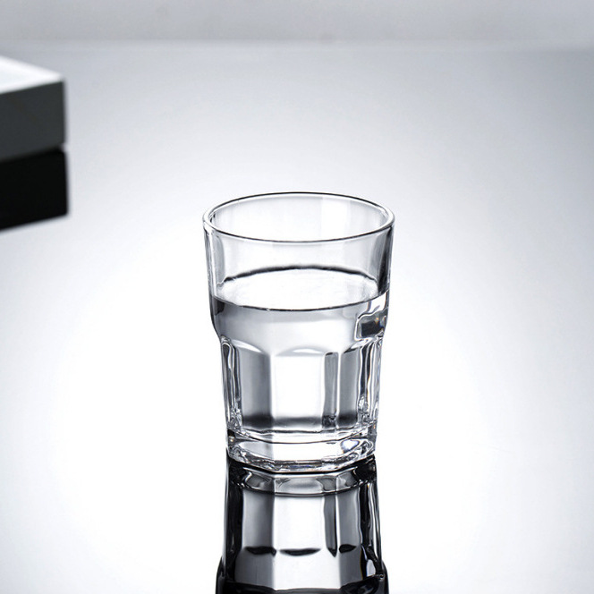 Commercial glass water cups, tea cups, milk restaurant and hotel mouthwash cups, glass cups, bar and KTV octagonal Fujia cups details Picture