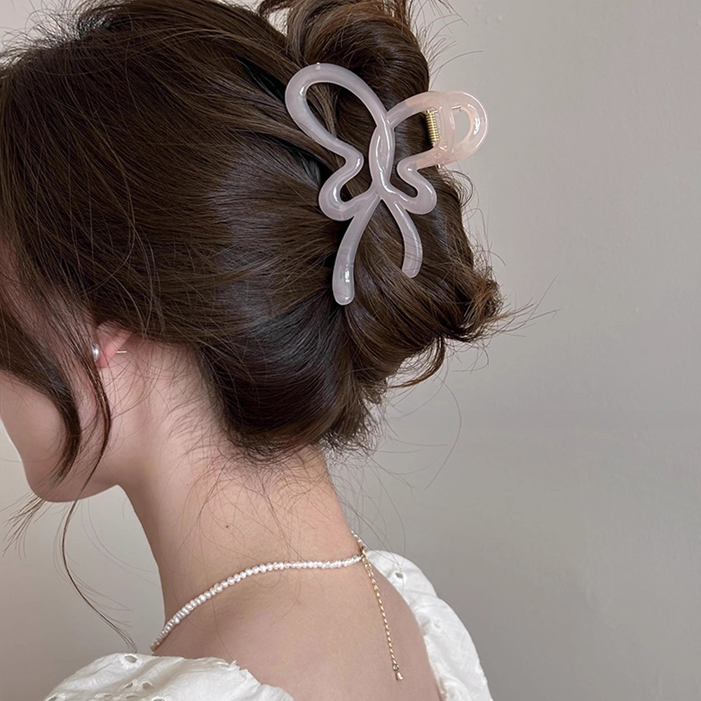 Jelly-colored hollowed-out butterfly hairpin for women, 2025 new high-end style, back of the head hairpin, shark clip hair accessory Specification drawing