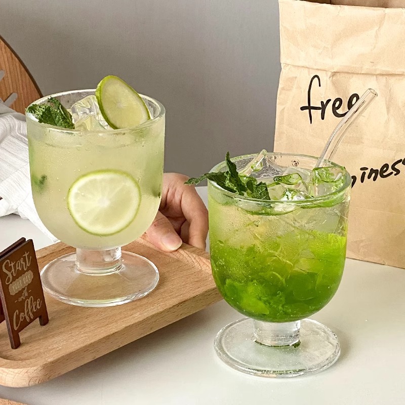 Simple cold drink cups, chubby short-legged cups, glass cups, niche ins-style retro cocktail cups, juice cups, coffee cups full figure